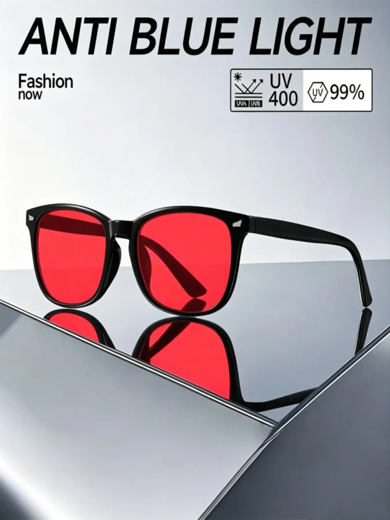 Unisex Red Yellow Orange Tinted Lens Eyeglasses Square Frames Anti Blue Light Glasses, Night Sleep Red Lens Filter Eyewear for Eye Strain Relief