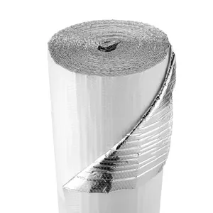 VEVOR Reflective Insulation Roll, Double-Layer Air Bubble Radiant Barrier, 6mm 48 in x 100 ft, Aluminum Foil White PE Film Heat Reflective Shield, Thermal Insulation Roll for Garage Door Window RV Ro