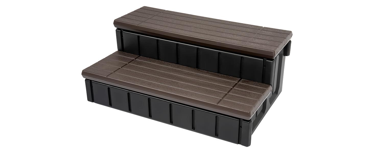 HECASA Hot Tub Steps Outdoor Spa Steps with Storage, Hot Tub Stairs Non-Slip Steps for Outdoor Indoor, 36 Inches Black/Brown HECASA Hot Tub Steps Outdoor Spa Steps with Storage, Hot Tub Stairs Non-Slip Steps for Outdoor Indoor, 36 Inches Black/Brown