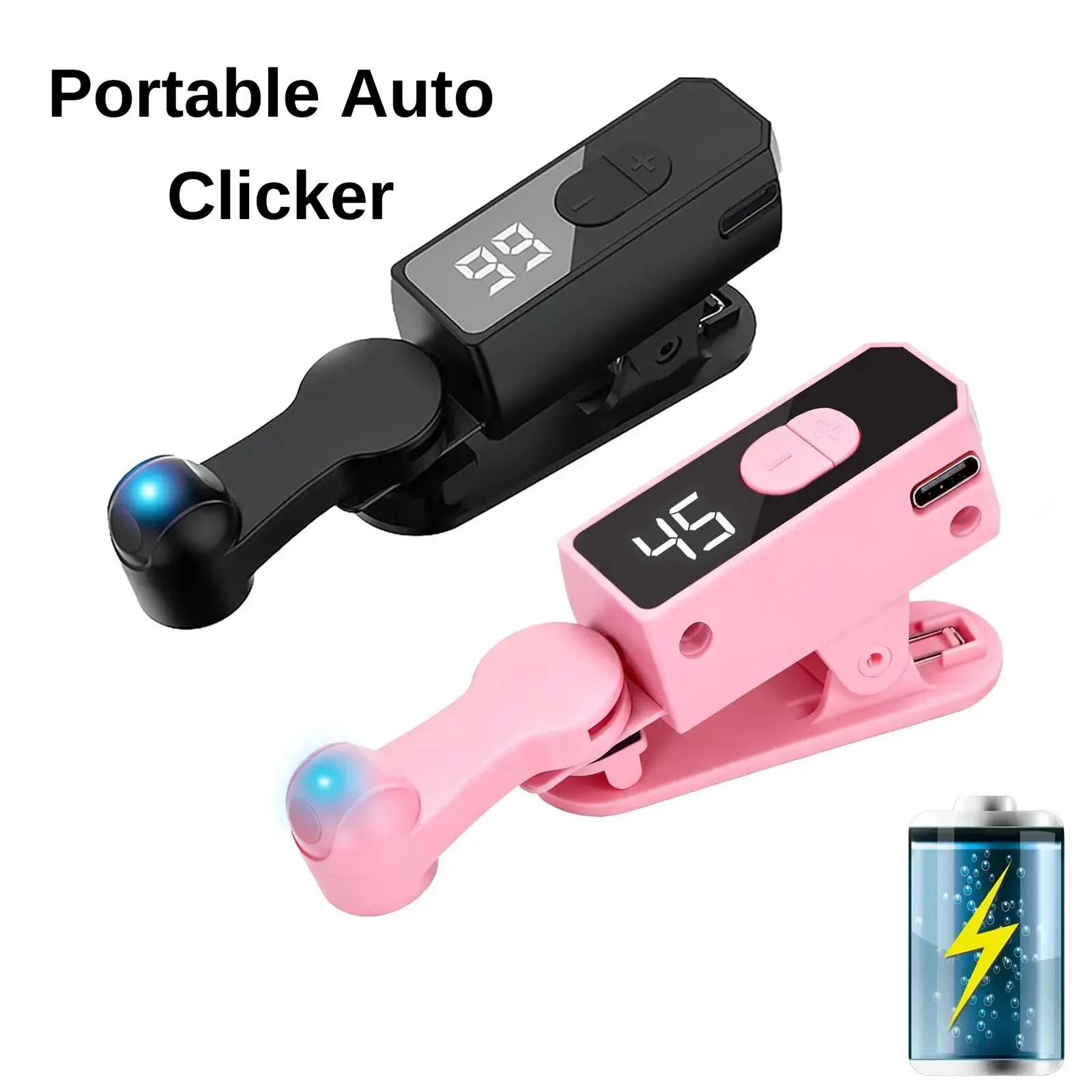 Portable Auto Clicker, Rechargeable Auto Tapper with Silent Operation, Hands-Free Clicker for iPhone, iPad & Android, Perfect for Gaming, Live Streaming & Daily Use continuous click smart tapper