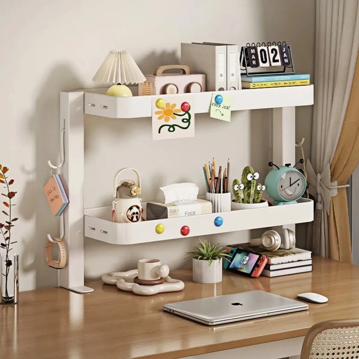 Clamp on Desk Shelf, Office Desk Shelves Organizer, Desk Organizers and Accessories Clamp-On Desk Shelf Organizer, Adjustable Storage Rack, Space-Saving Desktop Organizer for Home Office, Stationery