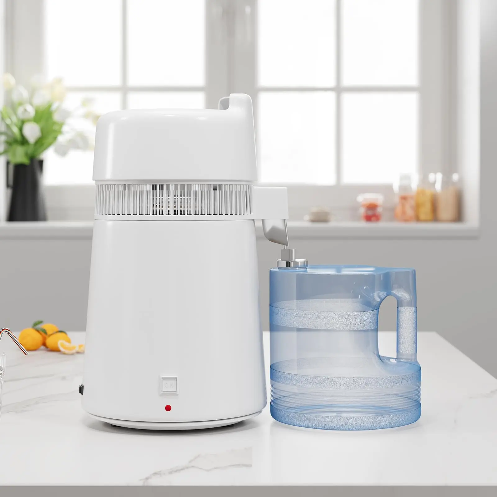 Water Distiller Machine, 750W 4/6L Pure Distilled Water Maker Machine for Home Countertop Table Desktop, Drinking Purifier for Home Kitchen with Pastic/Glass Container