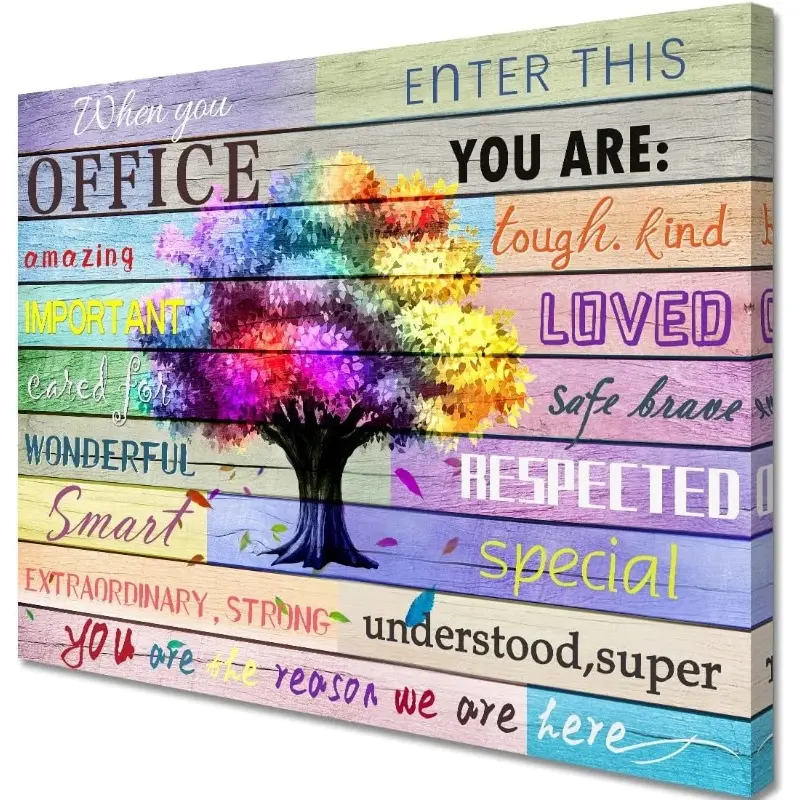 Framed Canvas Artwork - 12x16in Waterproof Artistic Sunflower Tree Inspirational Quote Wall Decoration for Home Office Room Decor