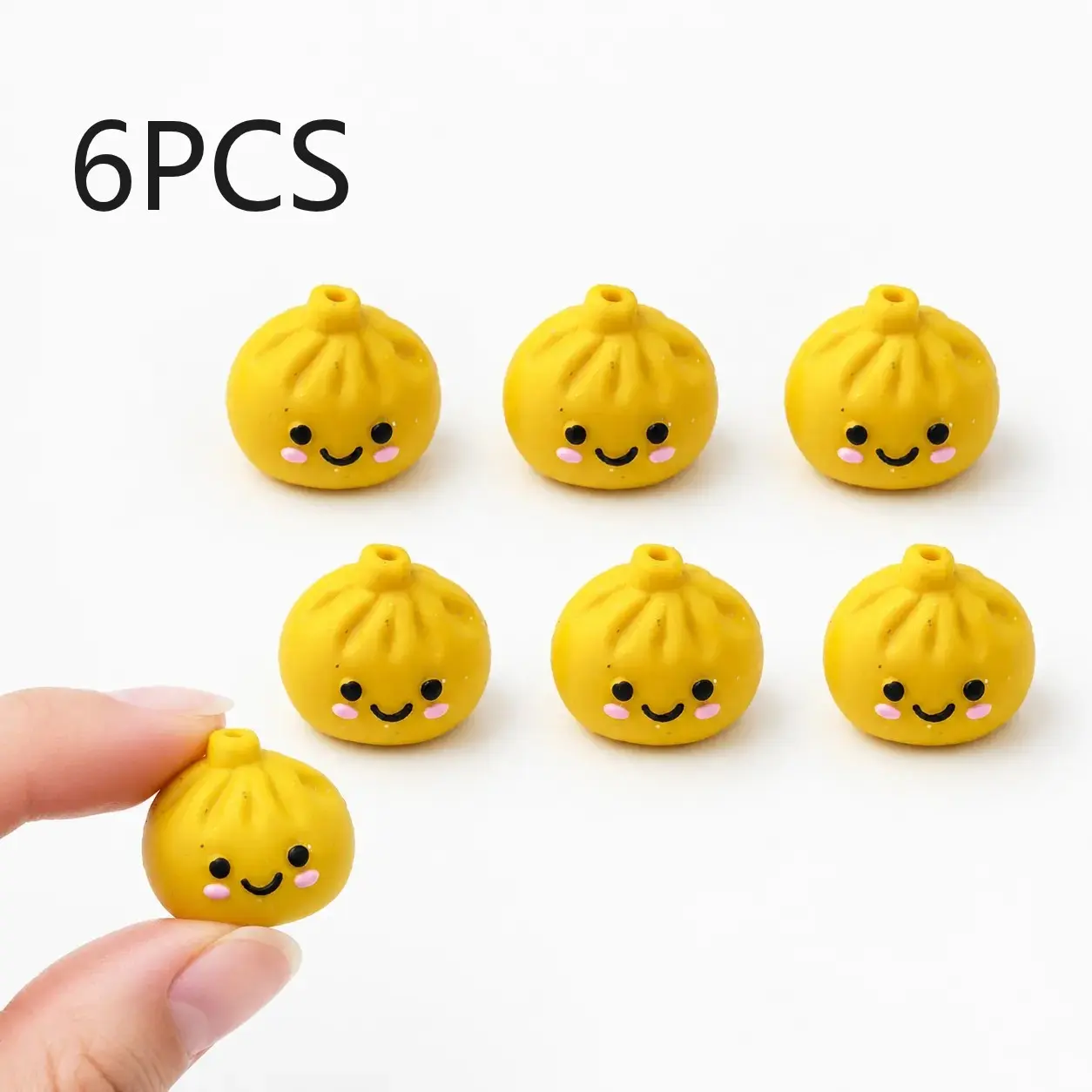 6 Glitter Dumpling Silicone Beads, Perfect for Pen Charms and Jewelry Making, DIY Necklace and Bracelet Crafting Supplies