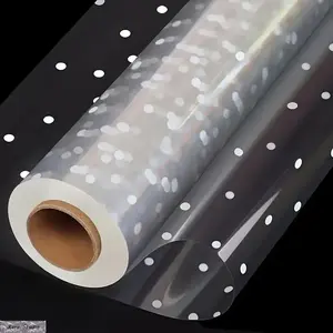 Ultra-Wide Transparent Gift Wrap Roll with White Polka Dots, Waterproof Plastic Wrapping Paper for Snacks, Gifts, Floral Bouquets, and Gift Boxes, Crystal Clear Wrap for Birthdays, Weddings, Parties, and DIY Gift Packaging