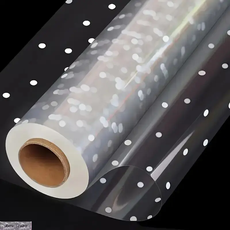 Ultra-Wide Transparent Gift Wrap Roll with White Polka Dots, Waterproof Plastic Wrapping Paper for Snacks, Gifts, Floral Bouquets, and Gift Boxes, Crystal Clear Wrap for Birthdays, Weddings, Parties, and DIY Gift Packaging