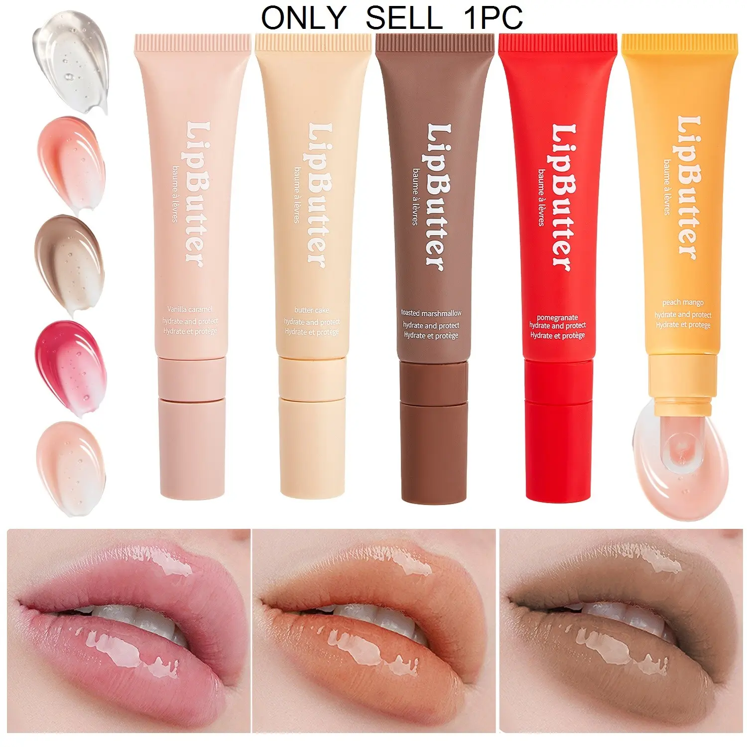 Colored Butter Lip Balm, Moisturizing and Nourishing, Repairs Dry Cracked Lips, Hydrating Glossy Light Color Lip Gloss