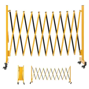 Expandable Mobile Metal Barricade Gate – Industrial Folding Security Barrier with Locking Casters – Retractable Outdoor Safety Fence for Driveway, Patio, Garden, or Stairway – Multiple Lengths Available