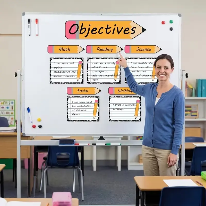 11 Piece Pencil Theme Dry Erase Magnetic Whiteboard Set, Reusable Classroom Organizational Chart, Teacher & Home Teaching Essential Supplies