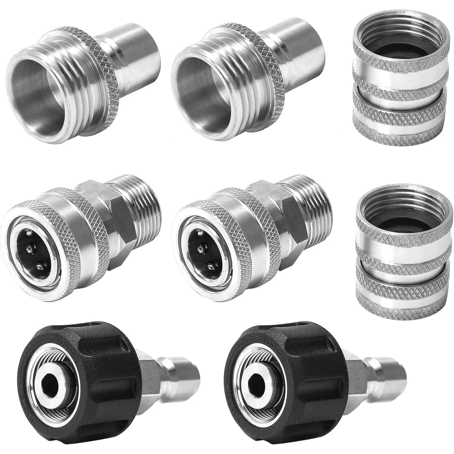 Pressure Washer Adapter Set, Stainless Steel, 8 Sets | Quick Disconnect Kit, M22 14mm Quick Connect Swivel to 3/8'' Quick Connect, 3/4'' to Quick Release,8 Pack#SummerFinds#SummerWins