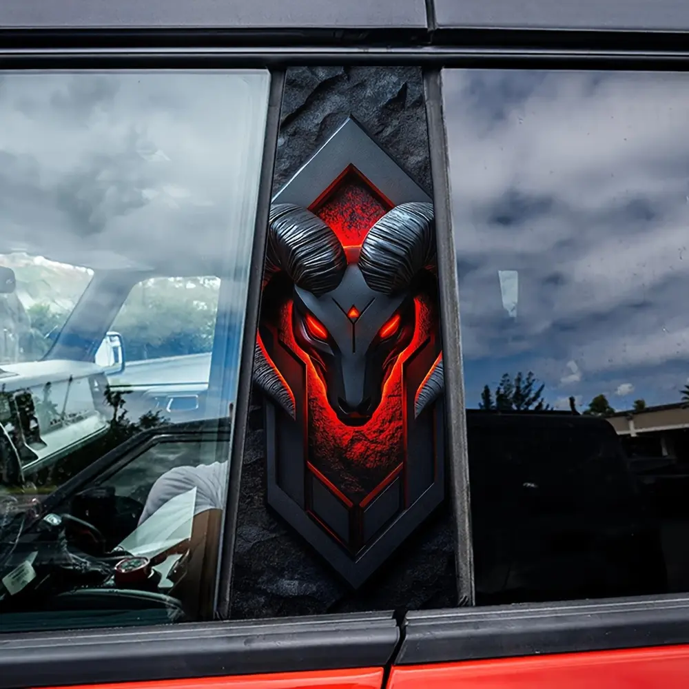 2pcs Dark RAM Car Stickers, B-Pillar Protective Decals, Easy to Apply and Remove, Glossy Finish, Self-Adhesive Vinyl Automotive Exterior Wrap, Car Decals