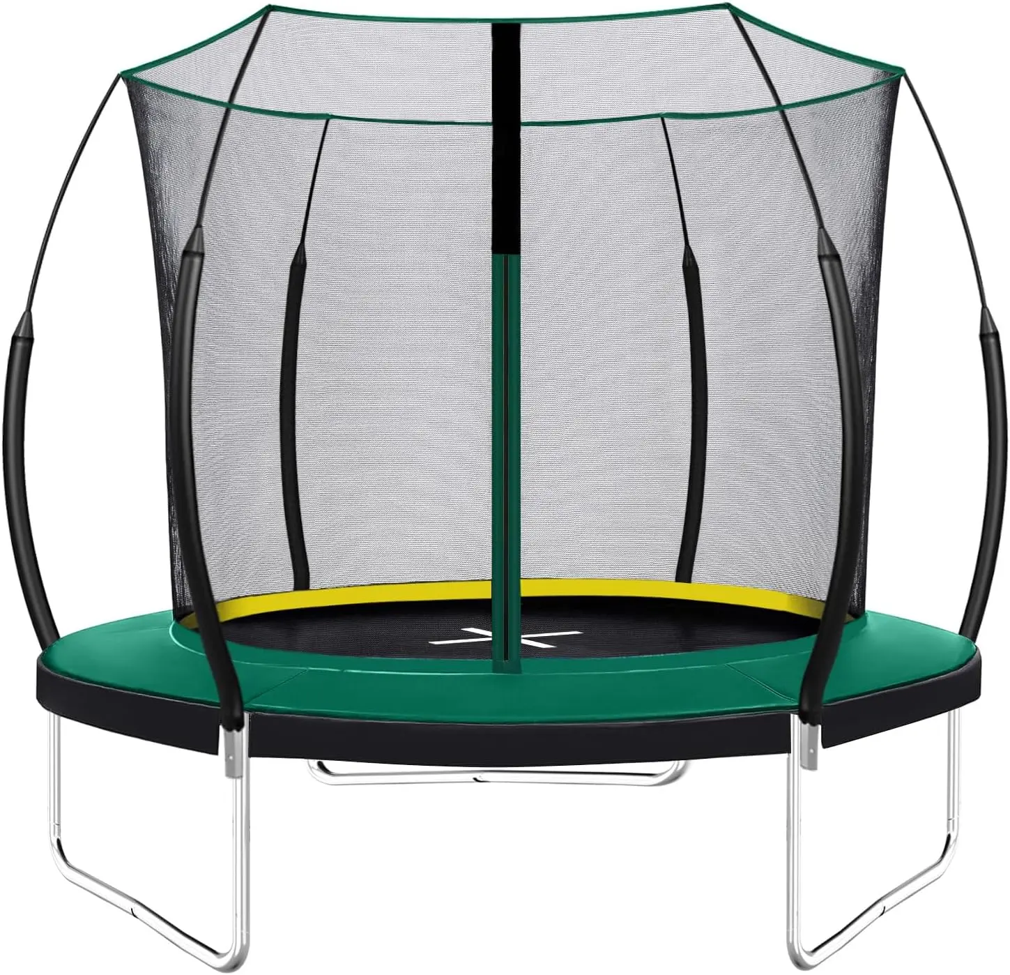8FT Springfree Trampolines with LED Lights, Sprinkler, Music Speaker and Socks, ASTM Approved Outdoor Trampoline for Kids and Adults, Backyard Trampoline with Curved Poles
