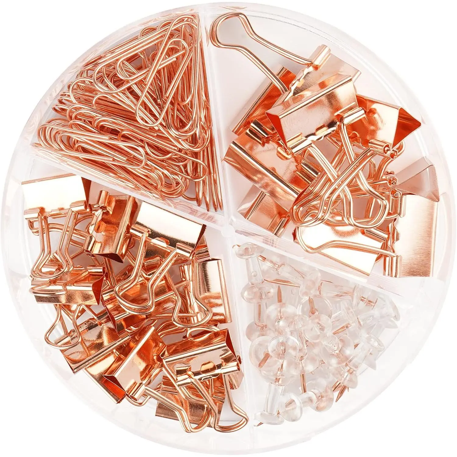 97 count Office Supplies for Women, Paper Clips, Binder Clips and Push Pins Set, Paperclips Thumb Tacks School and  Desk Supplies, Desk Organized (Rose ) | and Push Pins Set, Paperclips Thumb Tacks School and  Desk Supplies, Desk Organized (Rose )