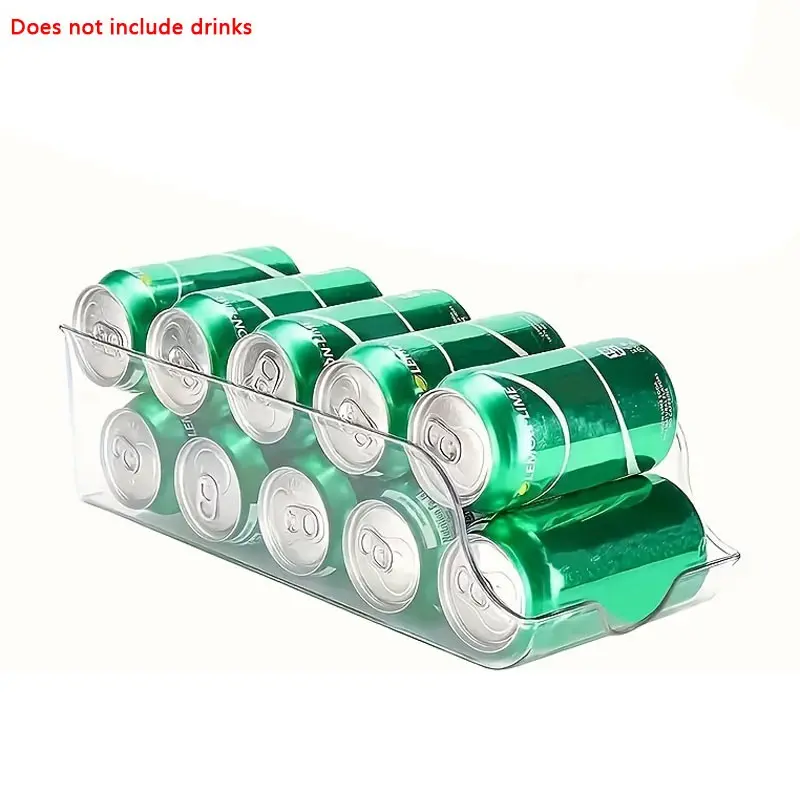 Transparent Plastic Refrigerator Storage Box for Organizing Canned Foods and Beverages, Durable Hand-Washable Solution for Maximum Space Efficiency