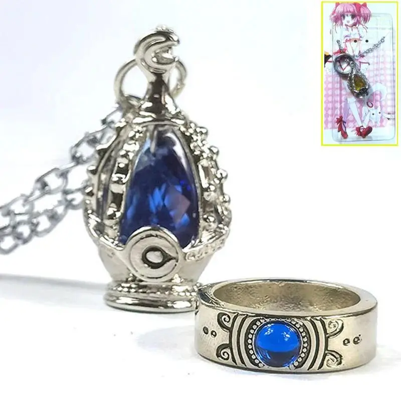 Anime Tomoe Mami Kaname Madoka Soul Gem Cosplay Costumes Necklace Pendant Ring Suit Unisex Necklaces Accessoies Props Jewelry