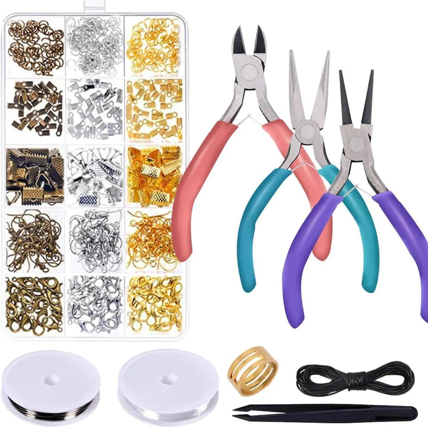 Repair Kit with  Pliers,  Making Tools, Beading String and  Making Supplies for  Repair,  Making and Beading