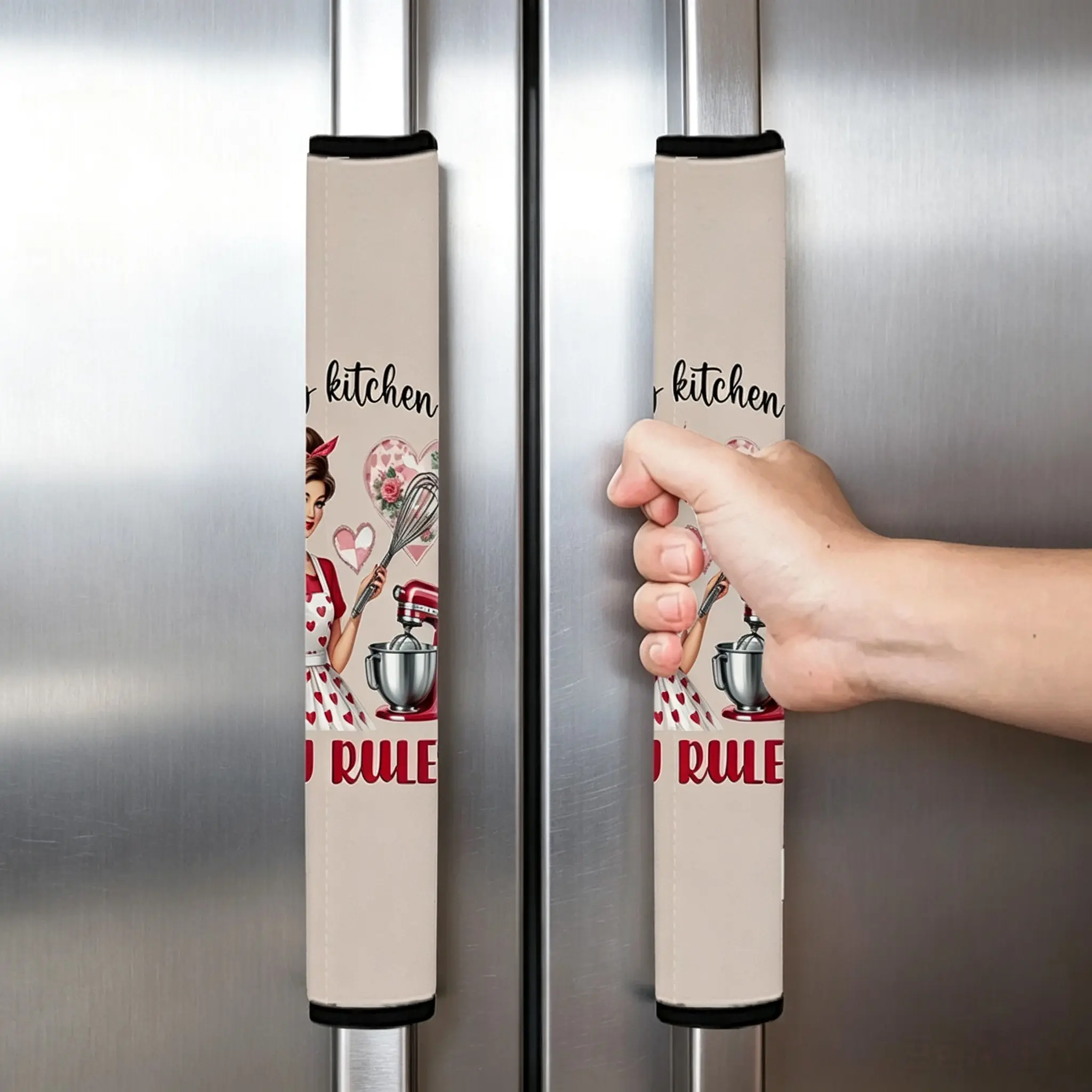 2pcs Cartoon Chef Pattern Microwave & Refrigerator Handle Covers, Soft Comfortable, Suitable for Fridge, Microwave, Oven, Dishwasher, Clp0409035, Protector Cover