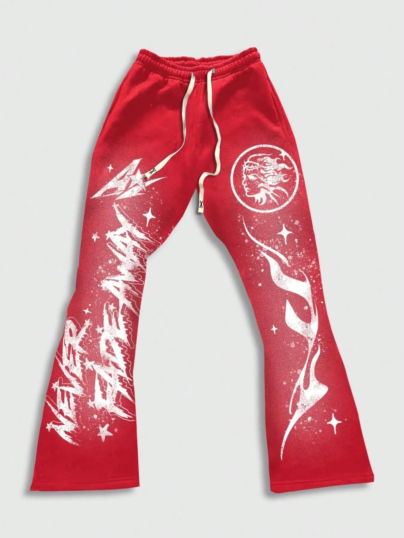 Red fashion men's casual bell bottom pants, unisex printed casual Baggy sweatpants for autumn and winter fashion sports pants