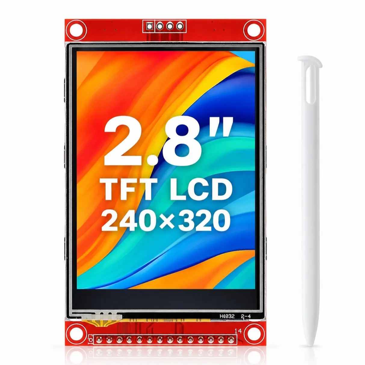 2.8 Inch SPI TFT LCD Display Module, 240×320 Resistive Touch Screen with Stylus and MicroSD Card Slot for Arduino ESP32 STM32 DIY Projects