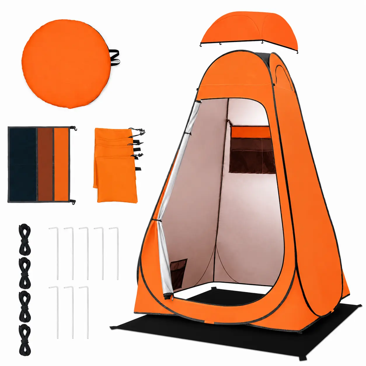 Pop Up Shower Tent with Rain Fly and Windows, Portable Privacy Changing Tent, UPF 50+ Water-Resistant Shelter for Camping, Beach and Toilet