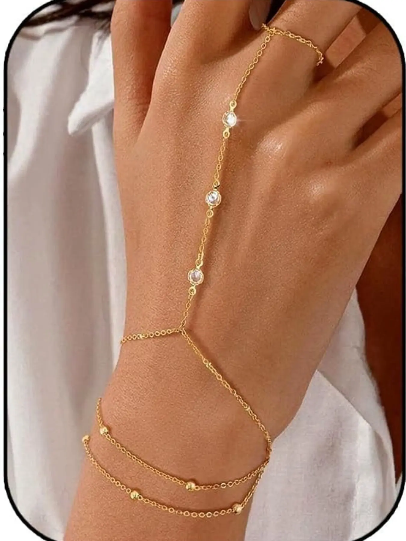 Women's Bracelet Set, 2-Piece Ring and Bracelet, Fashionable Cubic Zirconia Jewelry, Adjustable 2" Band, All Seasons Casual Style
