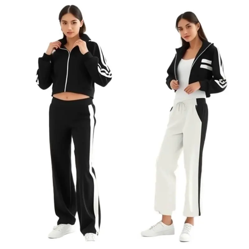 2026Women Y2K Striped Two Piece Outfit Fall Zip Up Jacket And Pants Casual Sporty Matching Set Trendy Streetwear Outfit For Daily Shopping Travel Ladies Fashion Tracksuit,Pink,elegant