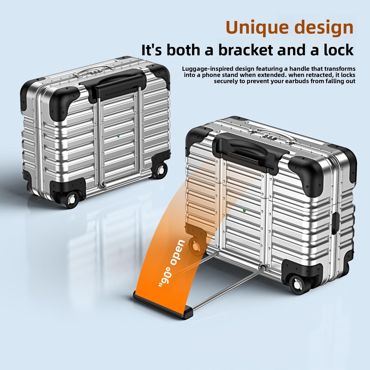 AirPods Case for AirPods 4th Generation, AirPods Pro 2, AirPods Pro 3, Shockproof Suitcase Luggage Design Protective Cover with Built-in Phone Stand, Lockable, Support Horizontal & Vertical StandAirPods Case for AirPods 4th Generation, AirPods Pro 2, AirP AirPods Case for AirPods 4th Generation, AirPods Pro 2, AirPods Pro 3, Shockproof Suitcase Luggage Design Protective Cover with Built-in Phone Stand, Lockable, Support Horizontal & Vertical StandAirPods Case for AirPods 4th Generation, AirPods Pro 2, AirP