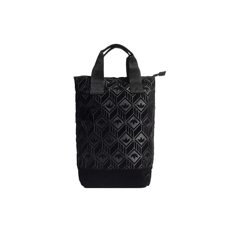 Adidas Originals Trefoil Embroidered Logo Backpack and Handbag for Women, Ultra-Thin PU Design in Black
