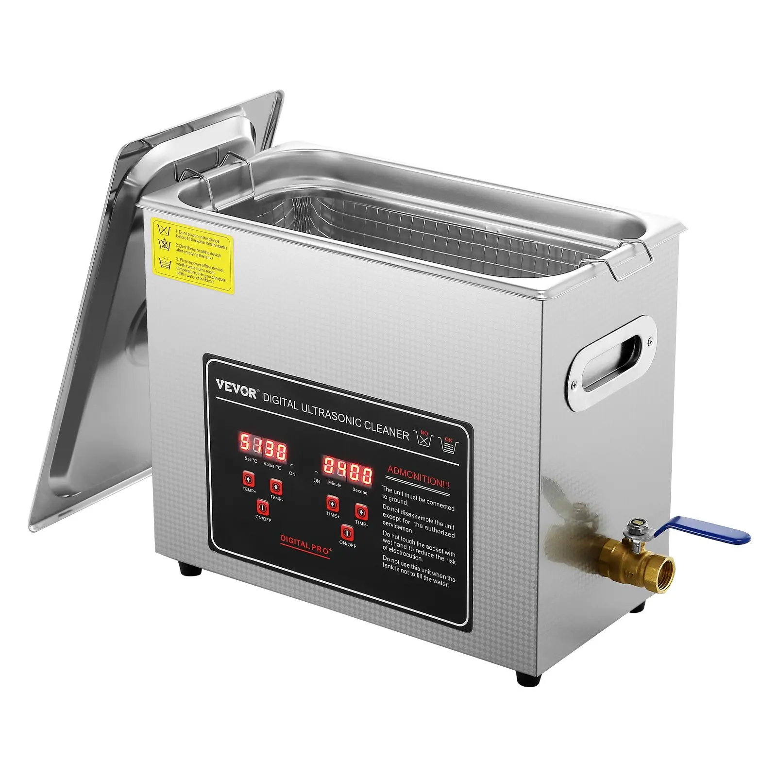 【DealsForYouDays】VEVOR 6L Stainless Steel Ultrasonic Cleaner - Digital Timer, Heater, Large Rectangular Professional Cleaning Machine for Glasses, Watch, Rings, Small Parts, Circuit Board