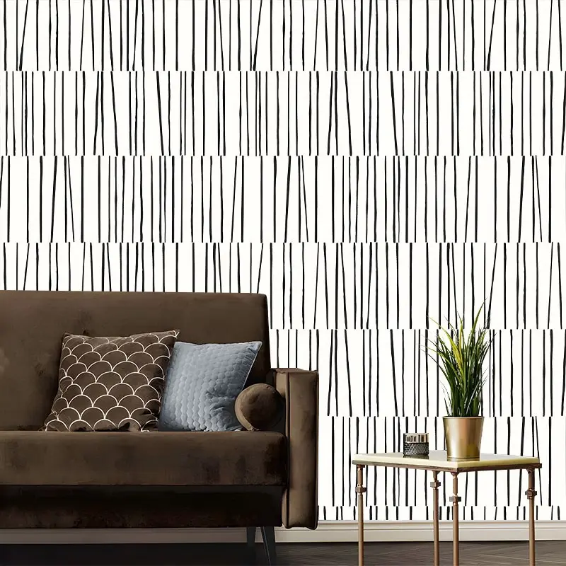 Black Vertical Line Grid Peel And Stick Wallpaper Minimalist Abstract Sketch Removable Self Adhesive No Residue Easy Install Contact Paper For Family Friends Colleagues Bedroom Furniture Kitchen Bathroom Multi Home Decor