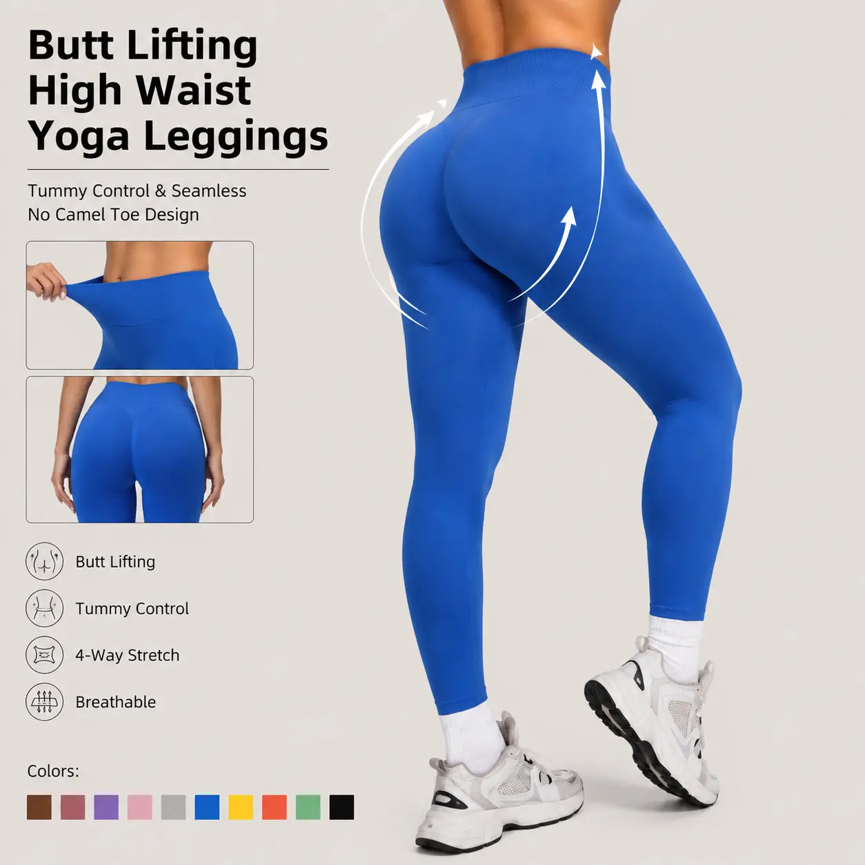 Women's Mid-Rise Seamless Nylon Yoga Leggings - Sporty Chic Female Compression, Quick-Dry Synthetics, Butt-Lifting Pants for Fitness & Daily Training