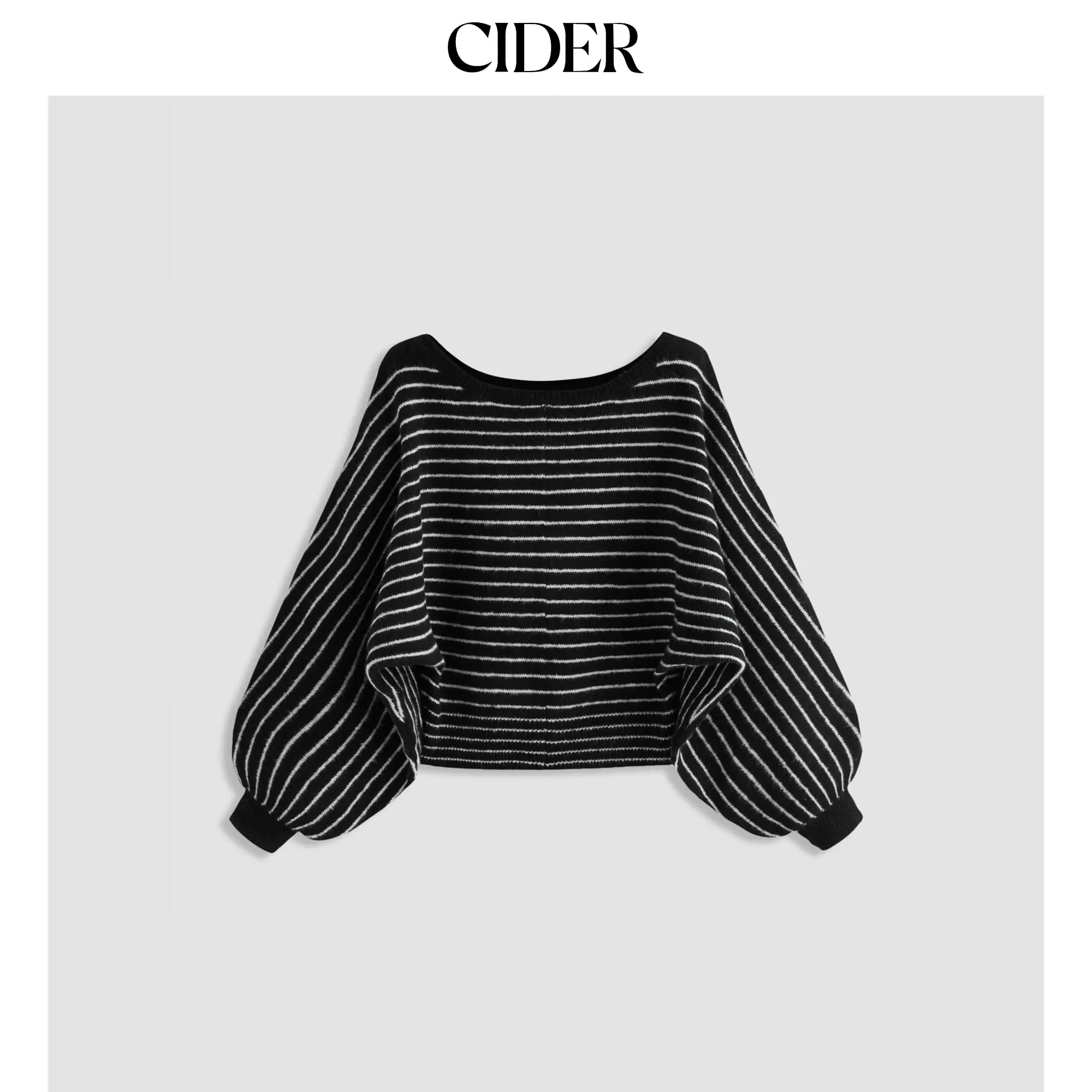 Cider Knit Wool-blend Boat Neck Striped Oversized Sweater SohoChic