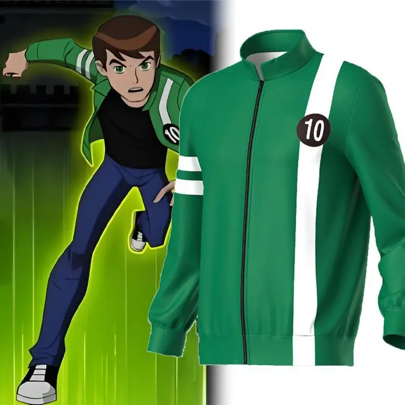 Anime Ben10 Alien Force Ben Tennyson Unisex Polyester Zipper Hoodie Sweatshirt - Cosplay Costumes, Casual Clothes, Halloween Outfits, As Photo