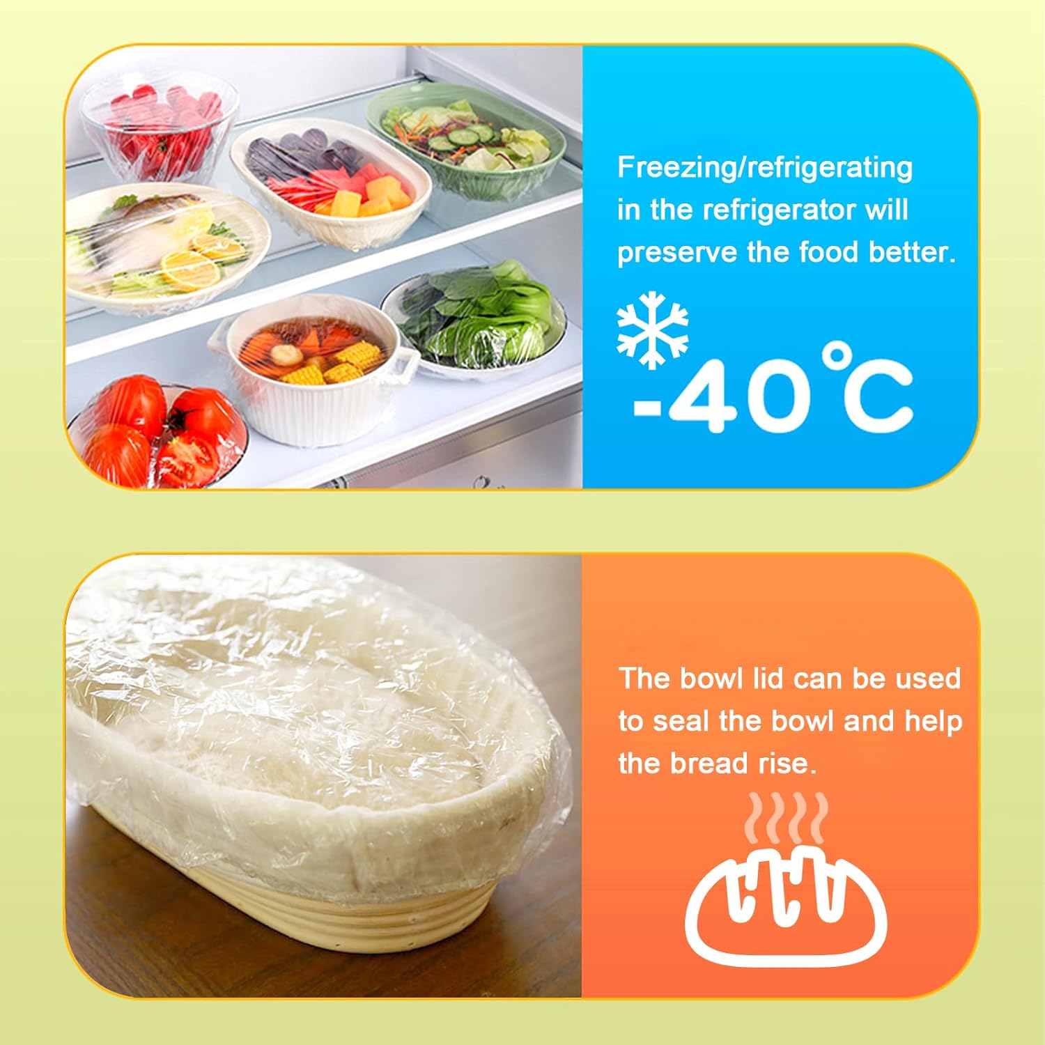 100 count Bowl Covers Bread Proofing Large Plastic Wrap for  Sourdough Bread Baking Bread Rising Elastic  Plate Covers Outdoor Indoor Picnic  Fresh Keeping Bags