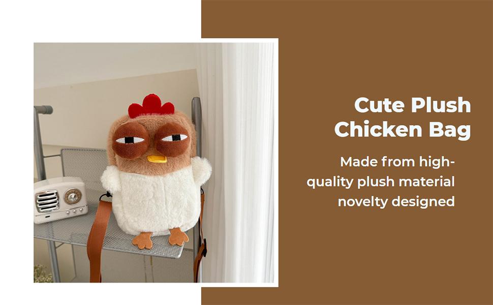 Cute Plush Chicken Purse Funny Chicken Shaped Wallet Purse for Girls Women Funny Shoulder Bag