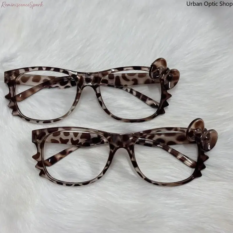 Y2K Kitty Leopard Print Nerd Frame Non Prescription Glasses Cute Decor Daily Street Party Women Fashion Eyewear