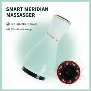 Handheld Meridian Massager - Beauty Personal Care Appliance with Red LED Light Heat Vibration Therapy, 4 Modes, 12 Levels Adjustable Intensity, Lightweight Portable Hand Relaxation for Shoulder Back