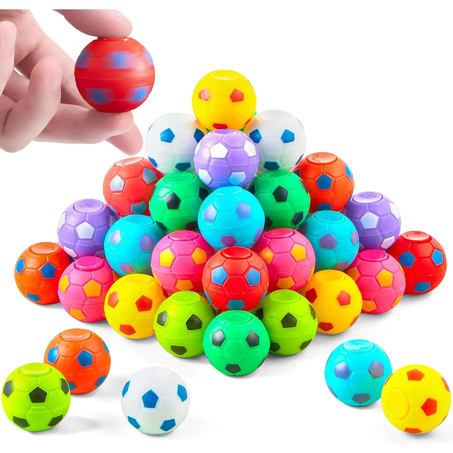 36 Pack Soccer Fidget Spinners for Kids, Goodie Bag Stuffers for Birthday Party, Soccer Party Favors, Fidget Toys Bulk, Stress Balls, Treasure Box for Classroomfidget toys