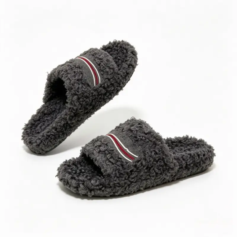 Unisex Fluffy Lamb Wool Slide-On Slides, Classic Open-Toe Slippers with Thick Cushioned Anti-Slip Sole, Indoor/Outdoor Walking Shoes for Daily Wear