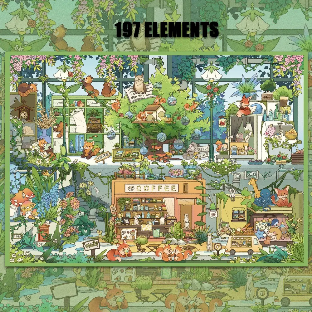 Charming Forest Cute Animals Paradise Scenery Stickers, Lovely Woodland Animal Scenes Stickers for Relaxing & Cozy Scene, Greenly Plants and Flowers Miniature Stickers, Nature Stickers, Aesthetic Stickers, Decal Sticker, 197 Elements Landscape Stickers