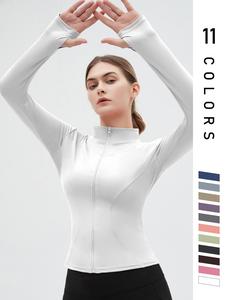 Women's Thumb Holes Solid Zip up Mock Neck Spring Sports Jacket, Back To School Outfits, Long Sleeve Sports Outerwear for Gym Yoga Workout Running, Female Sporting Bbl Jackets, Clothes Women, Stand Collar Sports Tops, Women's Sportswear, Gym Clothes Women