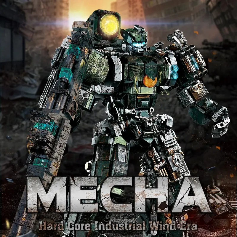 Vintage Wasteland Heavy‑Industry Mecha Building Blocks Set,1612 PCS Retro Damaged Texture Armored Warrior Robot Bricks Model,STEM Assembly Puzzle Toy,Collectible Mechanical Figure For Home Display Ornament,Birthday Christmas Holiday Gift For Teens & Adult