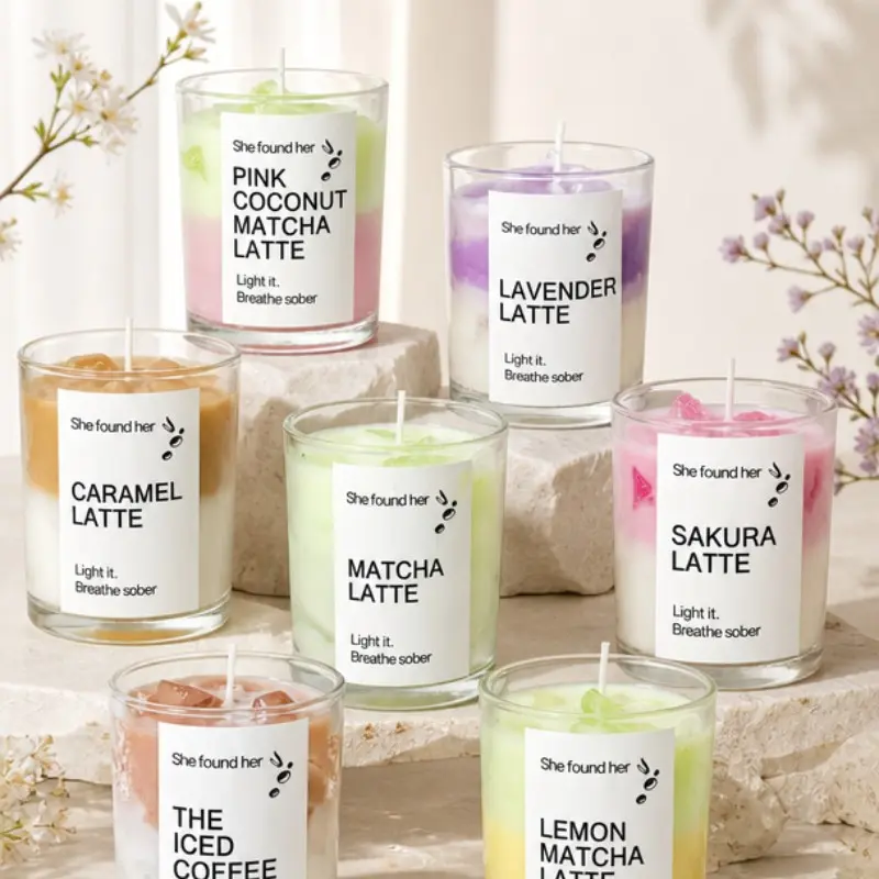 Latte & Coffee Scented Candle, Glass Cup Soy Wax Fragrance, High-End Home Decor, Ideal Gift for Coffee Lovers, Perfect for Moving In, Holidays