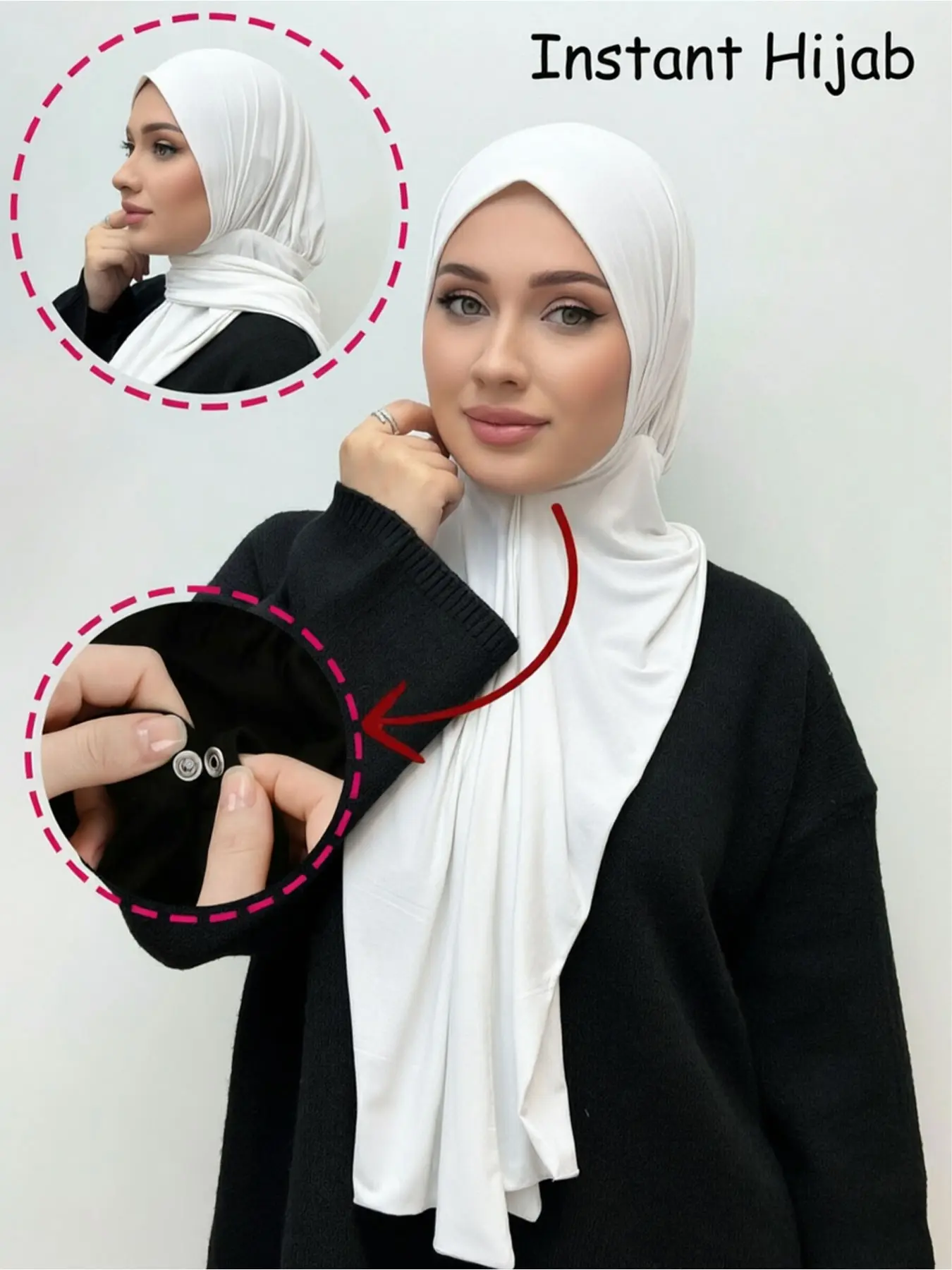 1pc Button Headscarf Hat, Jersey Hijabs for Muslim, New Fashion Wrap Design, Soft Breathable Fabric, Suitable for Daily Wear, Elegant Evening Style, Clothing