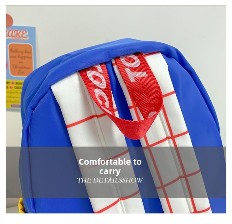 Kindergarten children's backpack, stylish baby color-blocking canvas backpack, lightweight backpack for boys and girls aged 3-6 years old