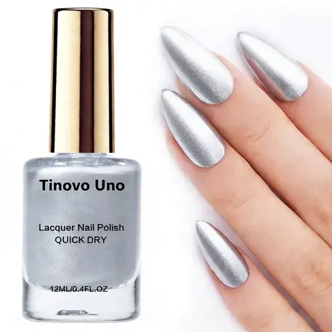 Mirror Effect Metallic Silvery Fingernail Polish, Manicure, Nail Care, No-Bake Natural Quick-Drying Formula, Chrome Bright Glossy Finish, Long-Lasting Convenient Nail Art Product, DIY, Cosmetic, Nail Supplies, Nail Products