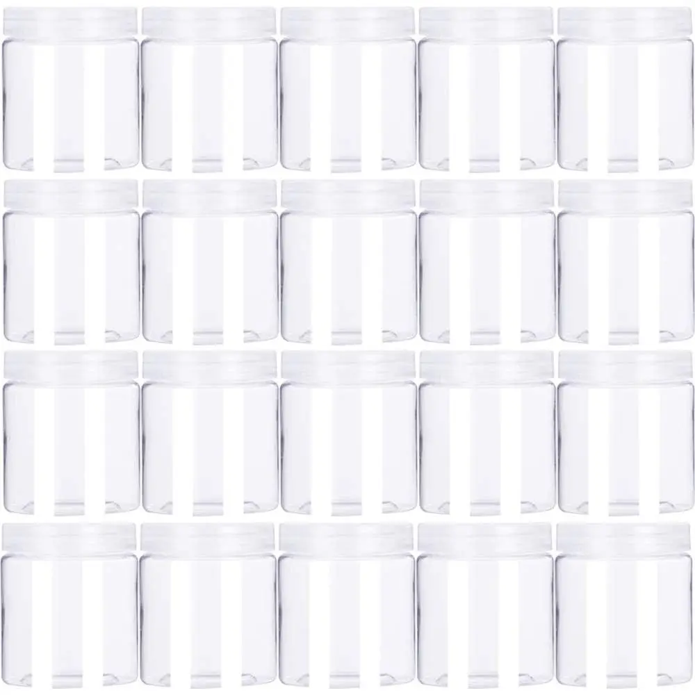 20 Pack 4oz/120ml Round Plastic Jars with  Empty Clear  Containers,Wide-Mouth Refillable Storage Containers for ,Lotion, Storage