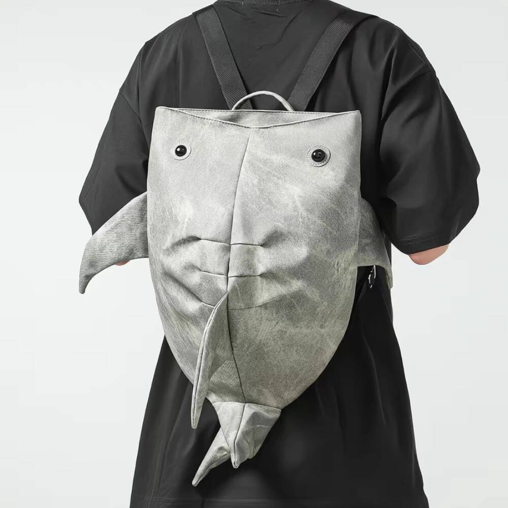 Y2K Funny Whale Shark Shape Backpack Durable Large Capacity Travel Bag Women Men Cute Outdoor Cartoon Knapsack Student Schoolbag