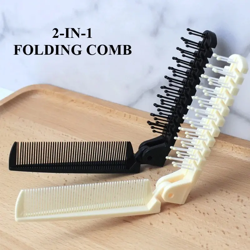Portable Compact Folding Comb, Dual-Purpose Curly Hair Massage Comb, Antistatic, Ideal for Students, Dormitory, Travel, Styling Comb