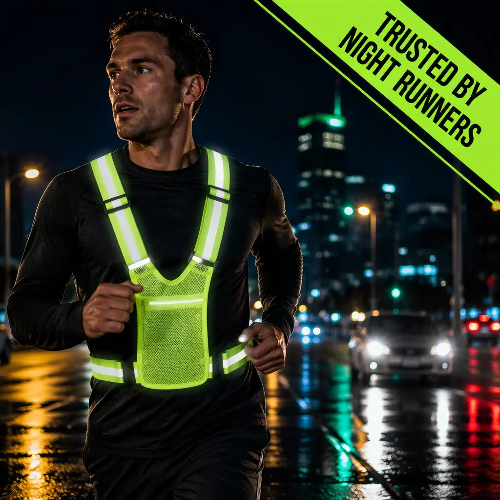 Adjustable Strap Reflective Safety Gear Vest with Storage Pockets, Breathable Polyester High Visibility Vest for Outdoor Running and Cycling, Increases Visibility In Dark, Low-Light Conditions, Provides Safety In Low-Light Conditions